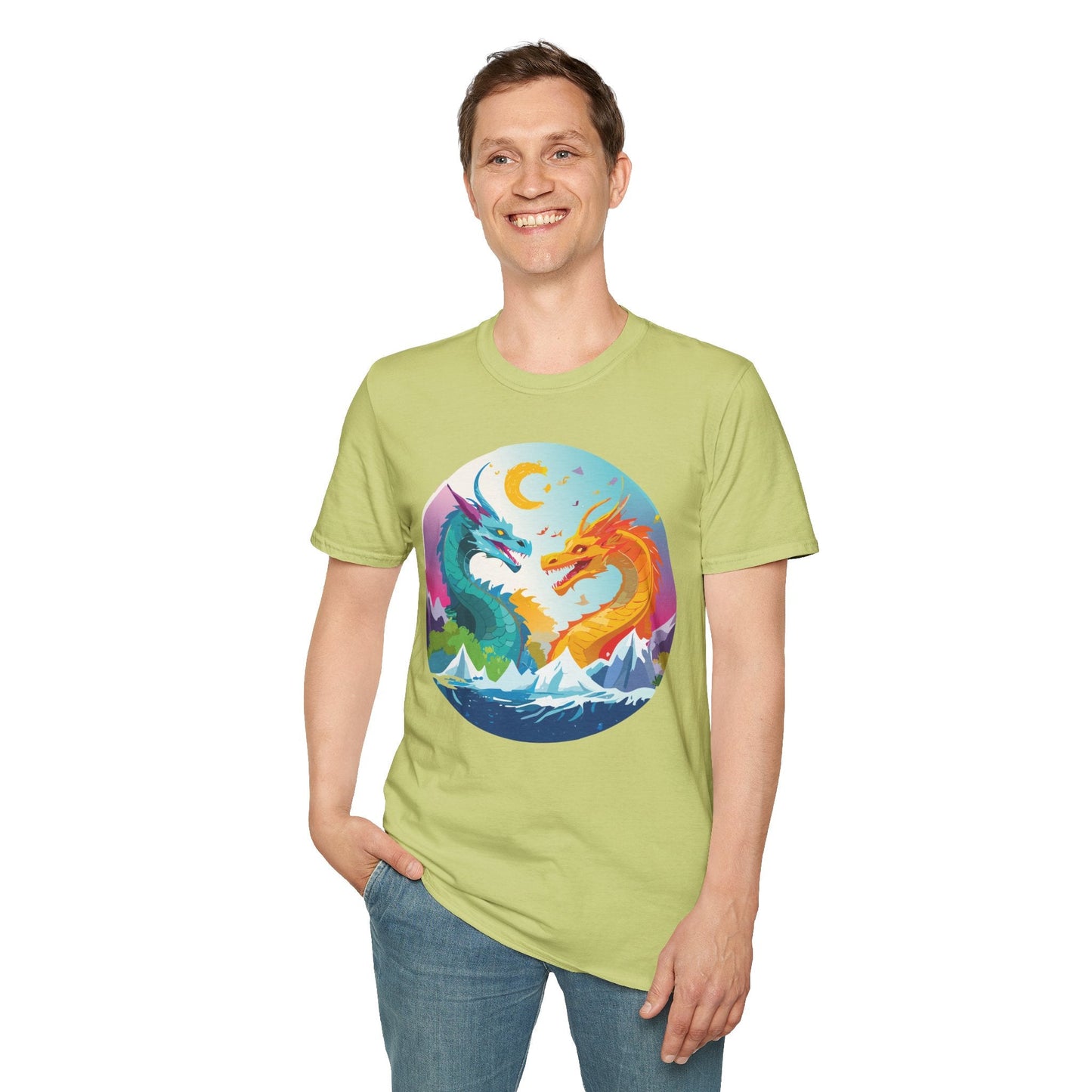 Dragon T Shirt Unisex Gildan Softstyle 64000 Tee Dragon Artwork Animal Print Shirt