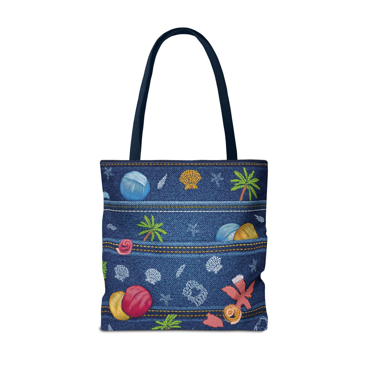 Denim Fabric Imitation Print Unisex Canvas Bag Poly Spun 3 Sizes Tote Bag 182-8