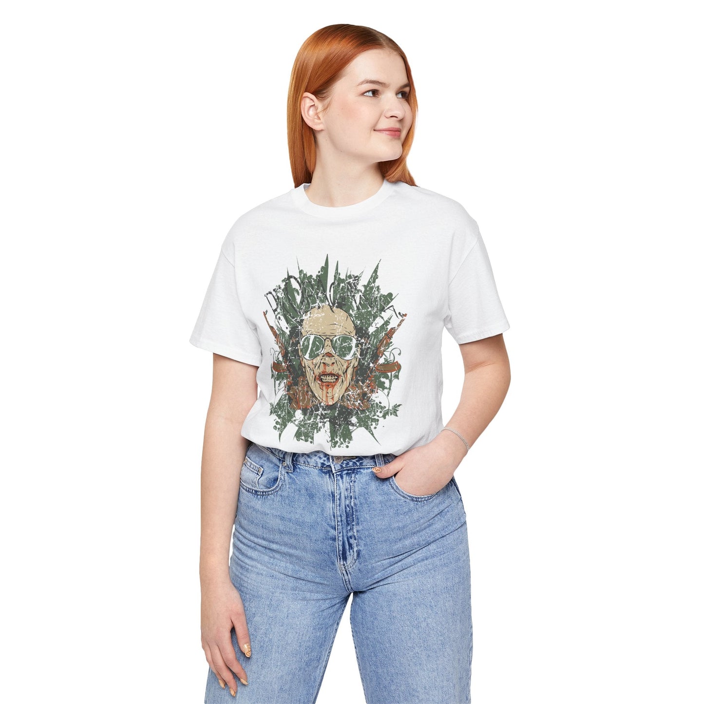 Retro Skull Floral Graphic Design Unisex Cotton T-Shirt G-2