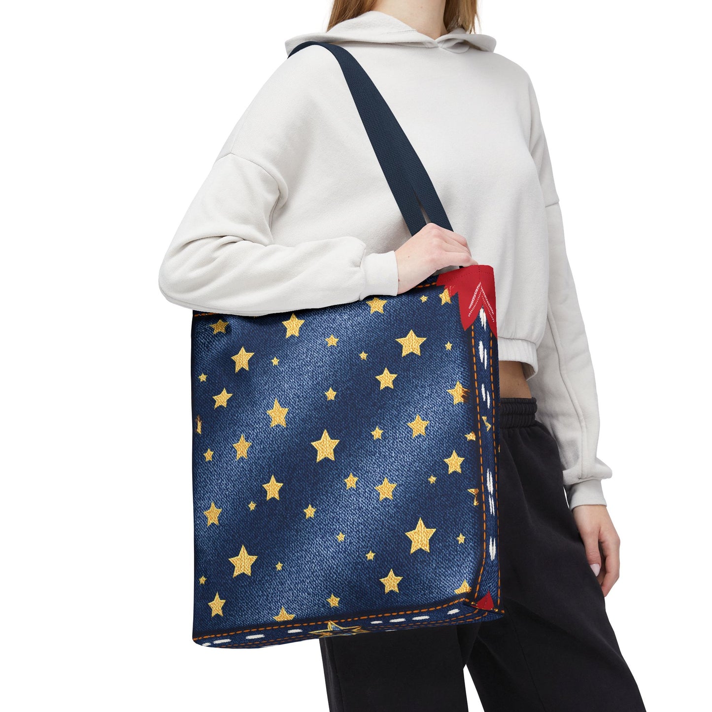 Denim Fabric Imitation Print Unisex Canvas Bag Poly Spun 3 Sizes Tote Bag 181-6