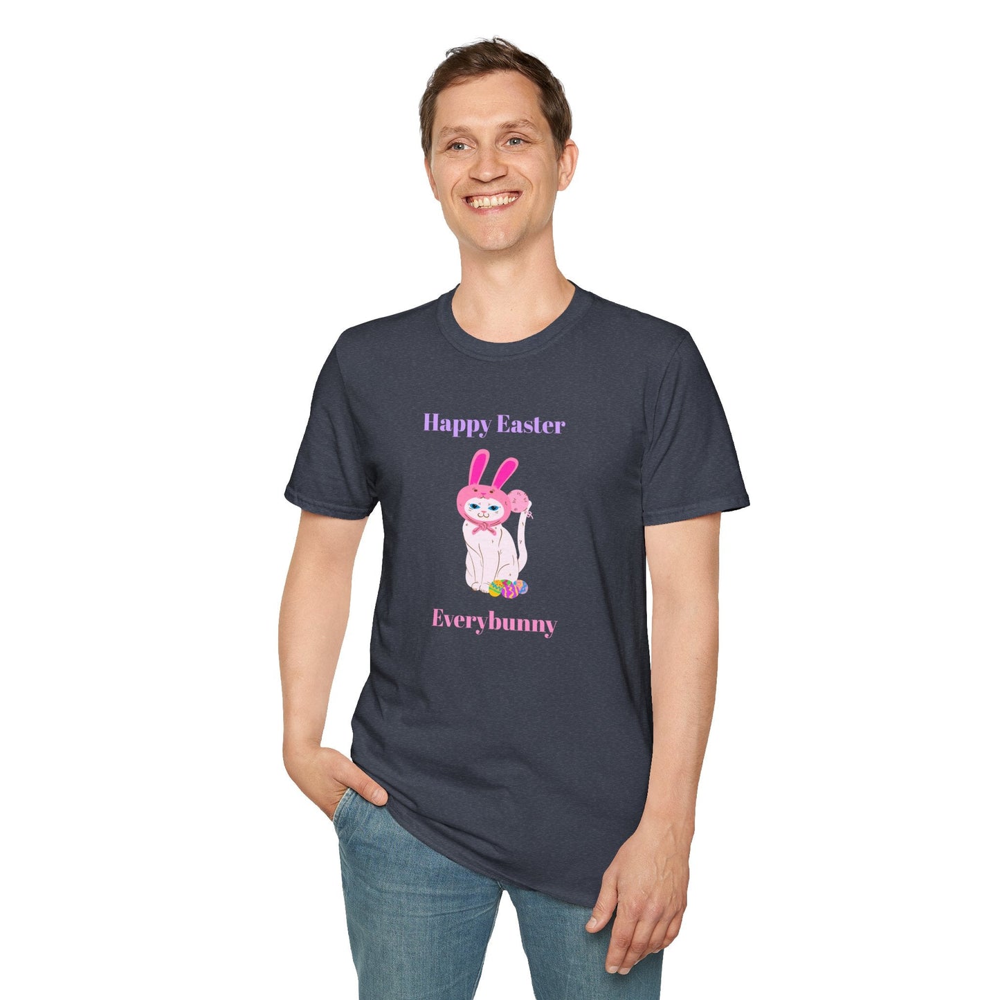Unisex Easter Bunny T Shirt Softstyle 64000 Tee With Easter Design Print Gildan 100 Percent Ring Spun Cotton