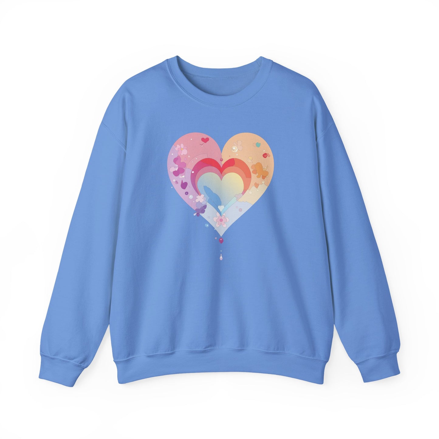 Rainbow Heart Sweatshirt, Floral Heart Sweatshirt, Floral Love Sweatshirt, Valentine's Day Sweatshirt, Rainbow Heart Floral Sweatshirt 114