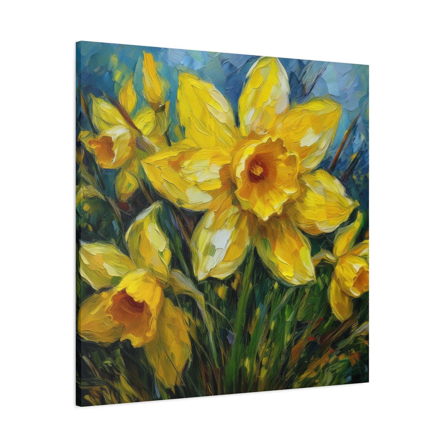 Narcissus Print Canvas, Floral Oil Paint Print 20x20, 24x24, 30x30, 32x32, 36x36 Art Design Pine-Wood Inner Frame MC-178
