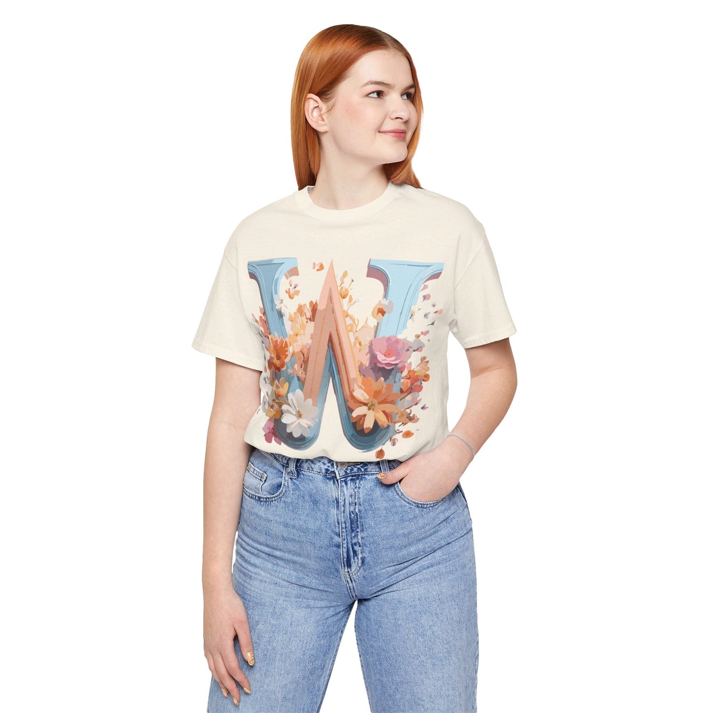 Letter W Shirt Unisex Graphic Tee Vintage Inspired Adelpha Art Design Short Sleeve