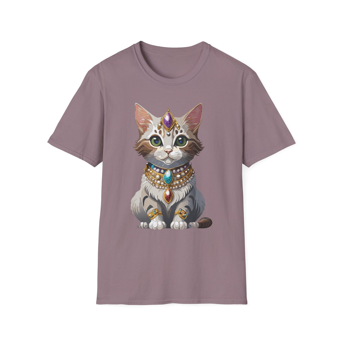 Jeweled Cat Portrait T-Shirt | Regal Kitty Illustration