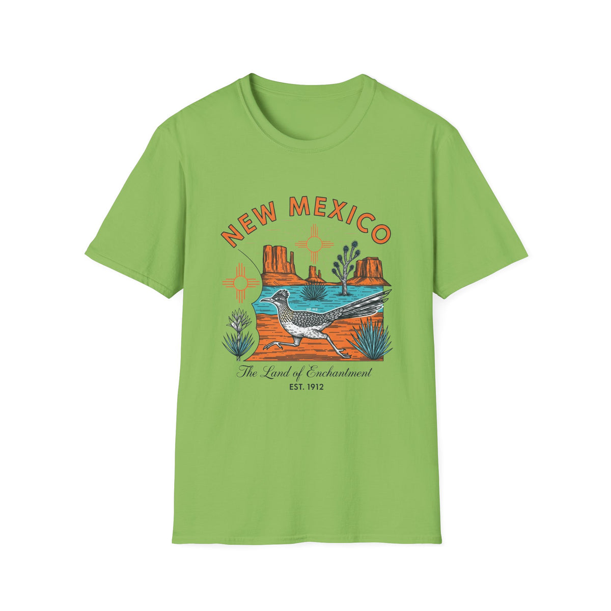 New Mexico Desertscape T-Shirt — The Land of Enchantment Travel Tourist Graphic Design Unisex 100 Cotton Gildan T-Shirt