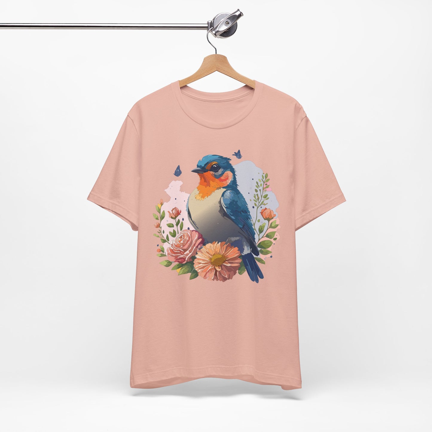 Floral Bird Tee, Animal Shirt, Bird Shirt, Floral Tee, Flower T-shirt, T-Shirt with Animal