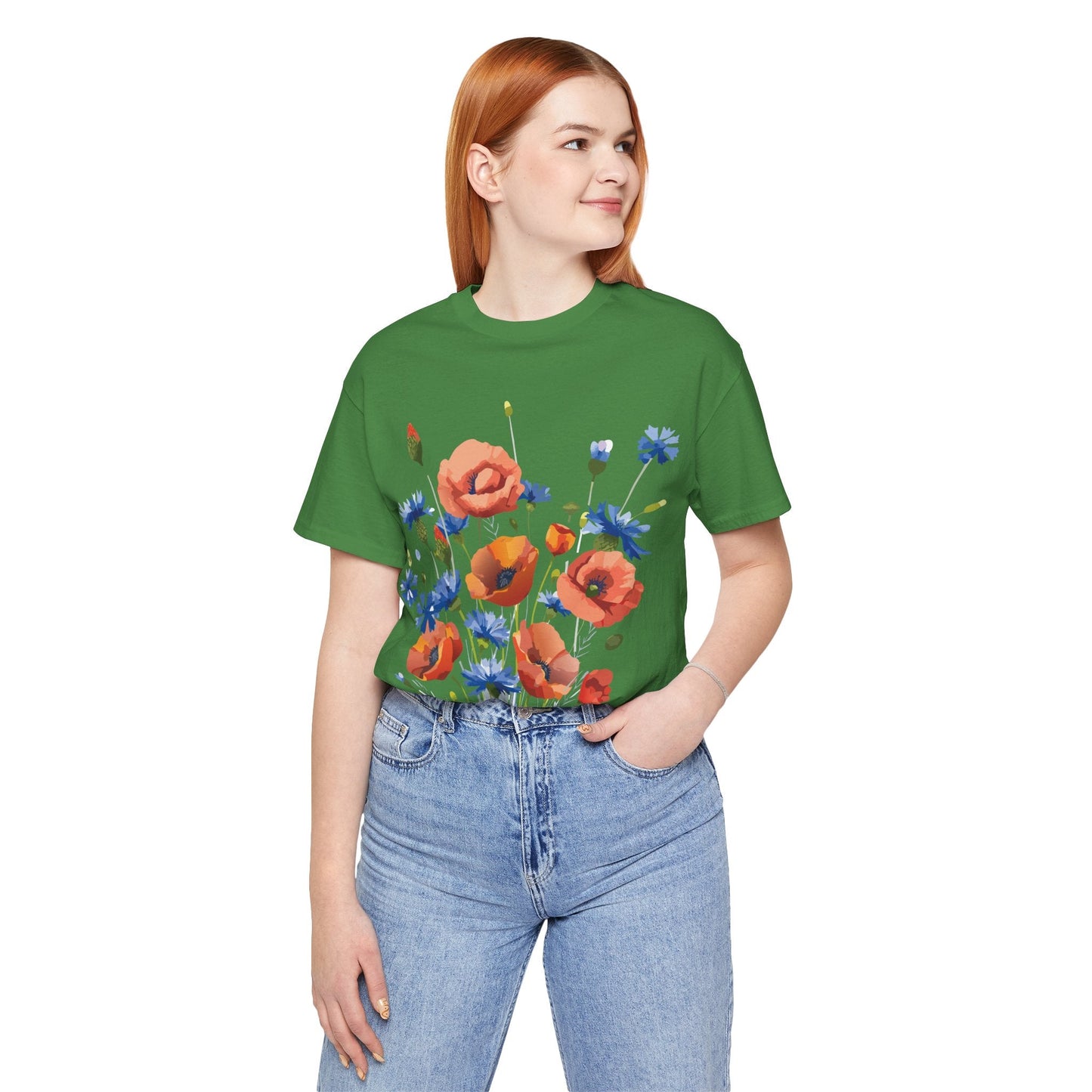 Unisex Floral Shirt Floral Print Tee Lightweight Breathable Fabric Short Sleeve Casual Wear