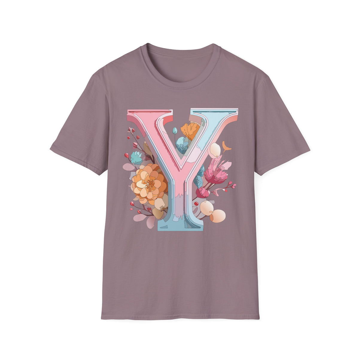 Floral Letter V T-Shirt | Pastel Monogram V Tee