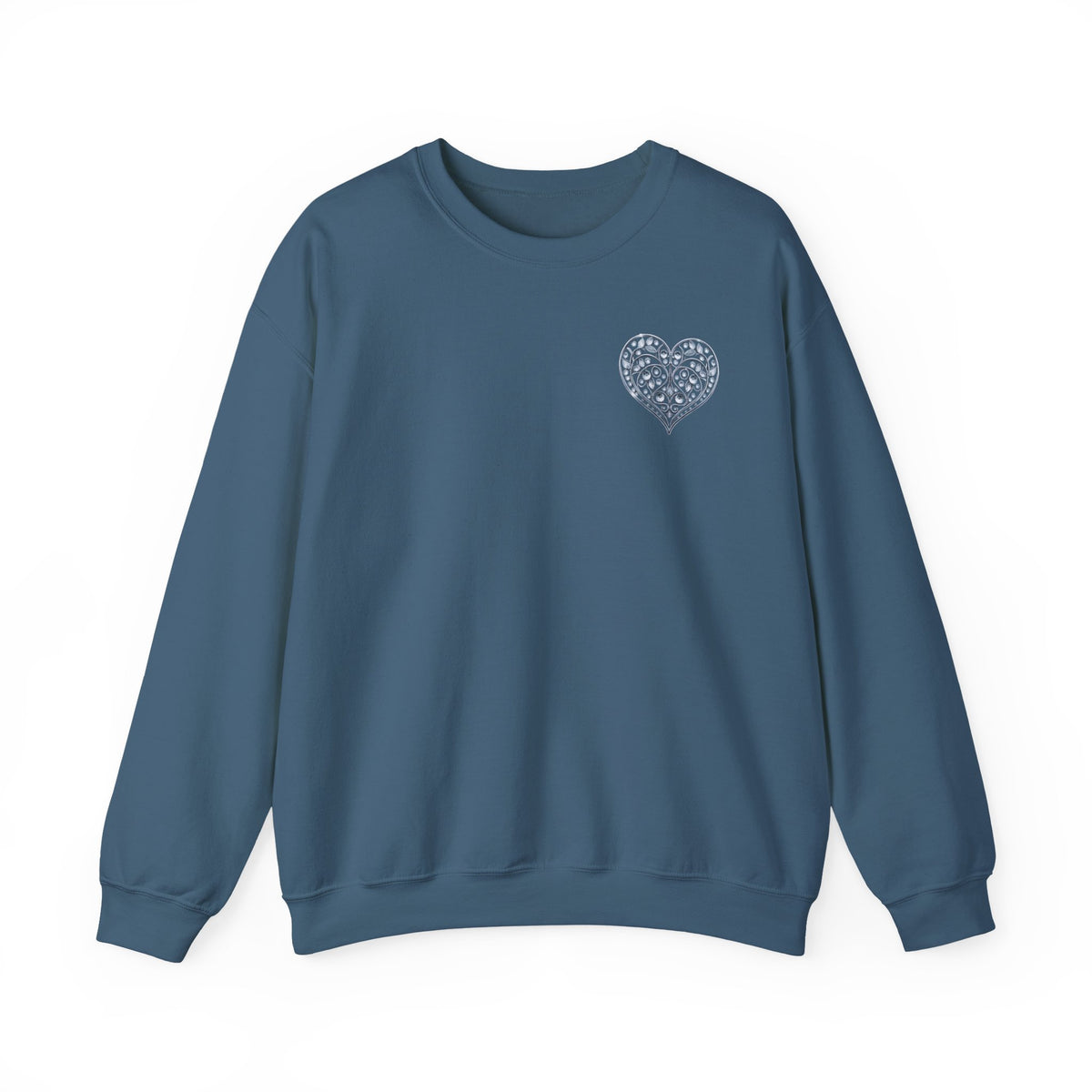 Small Crystal Heart Graphic Valentine's Day Sweatshirt Unisex 50/50 Cotton-Poly Sweatshirt w76
