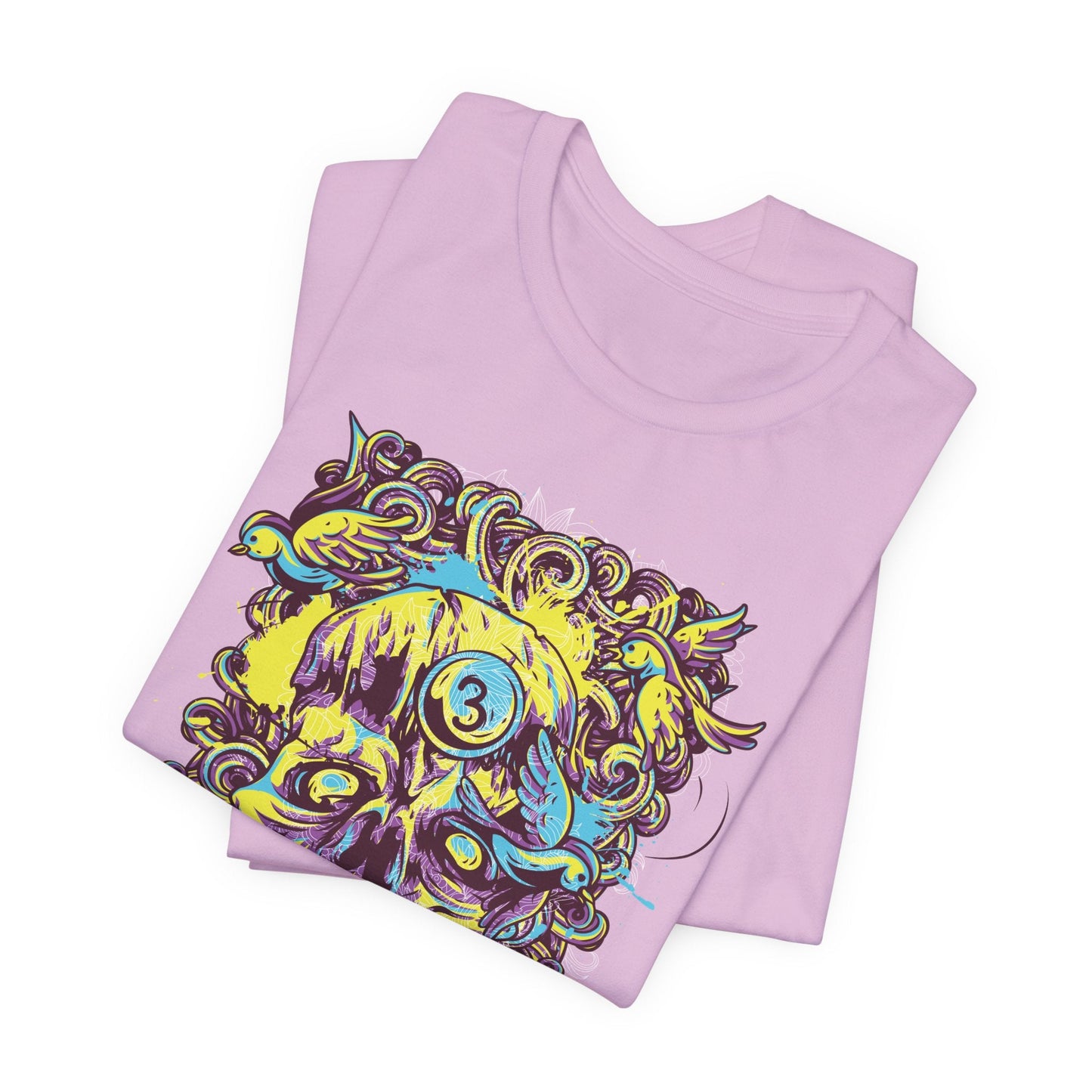 Colorful Skull Illustration Graphic Unisex Cotton T-Shirt r41