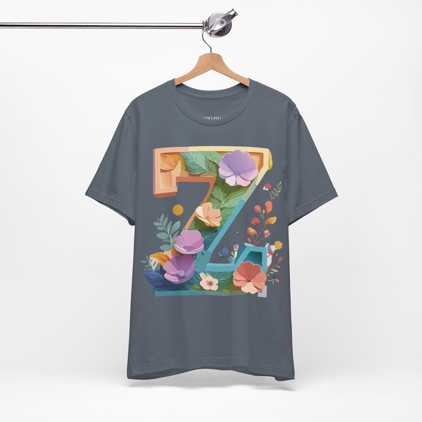 Letter Z Unisex Graphic Tee Vintage Inspired Artwork Jersey Short Sleeve