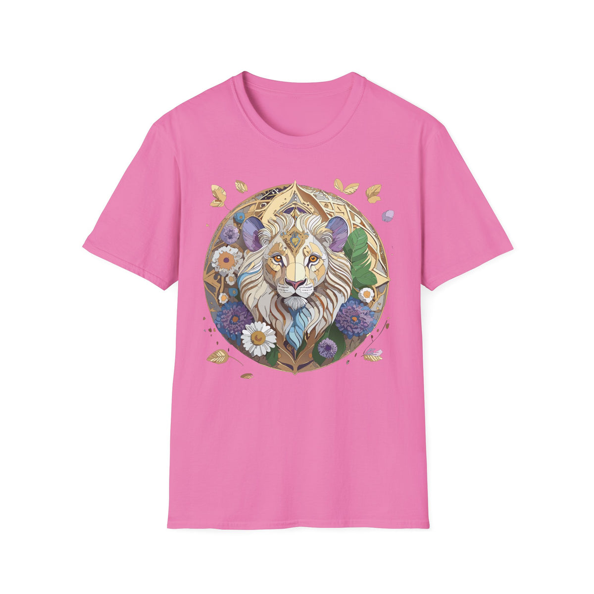 Floral Lion Illustration T-Shirt | Boho Mandala Lion Tee
