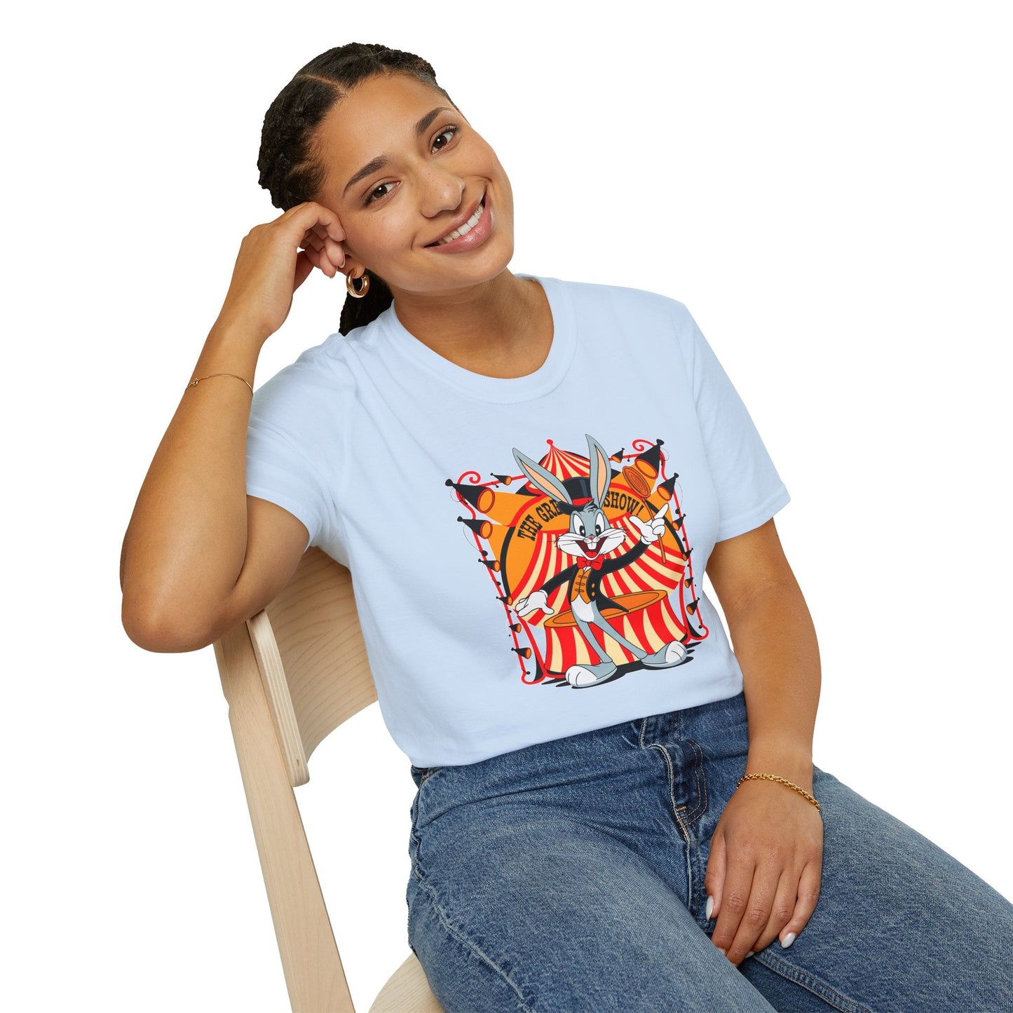 Bugs Bunny Unisex Shirt Gildan Softstyle Tee Cartoon Graphic Design 100 Percent Cotton