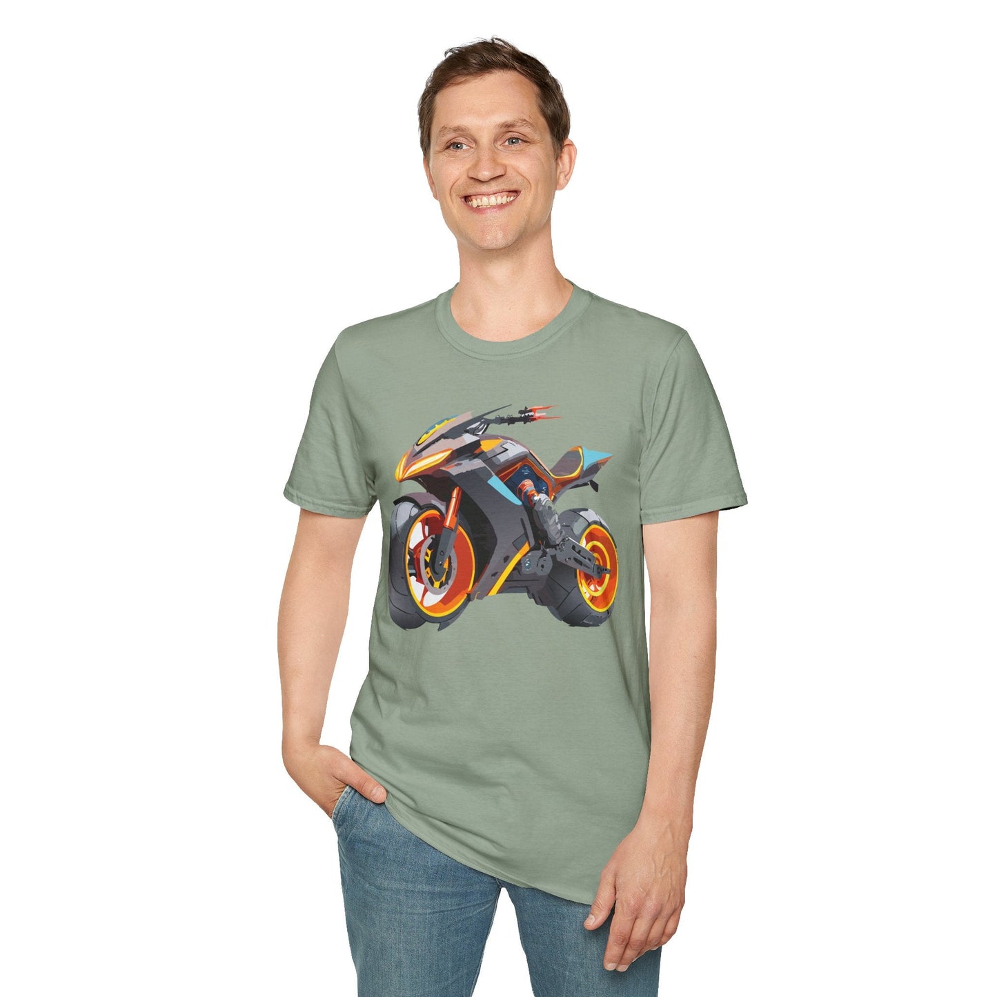 Unisex Bike T Shirt With Motorcycle Graphic MTB Tee Cotton Softstyle Comfort For Riders