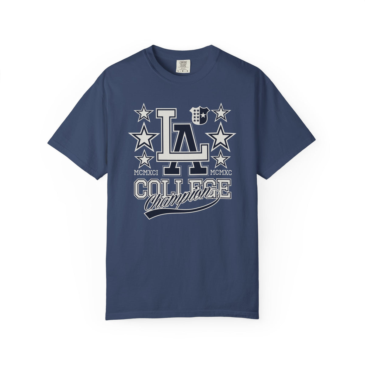 LA College Champions Logo Unisex Comfort Colors Garment-Dyed Heavyweight 100 Cotton Art Design T-Shirt w13