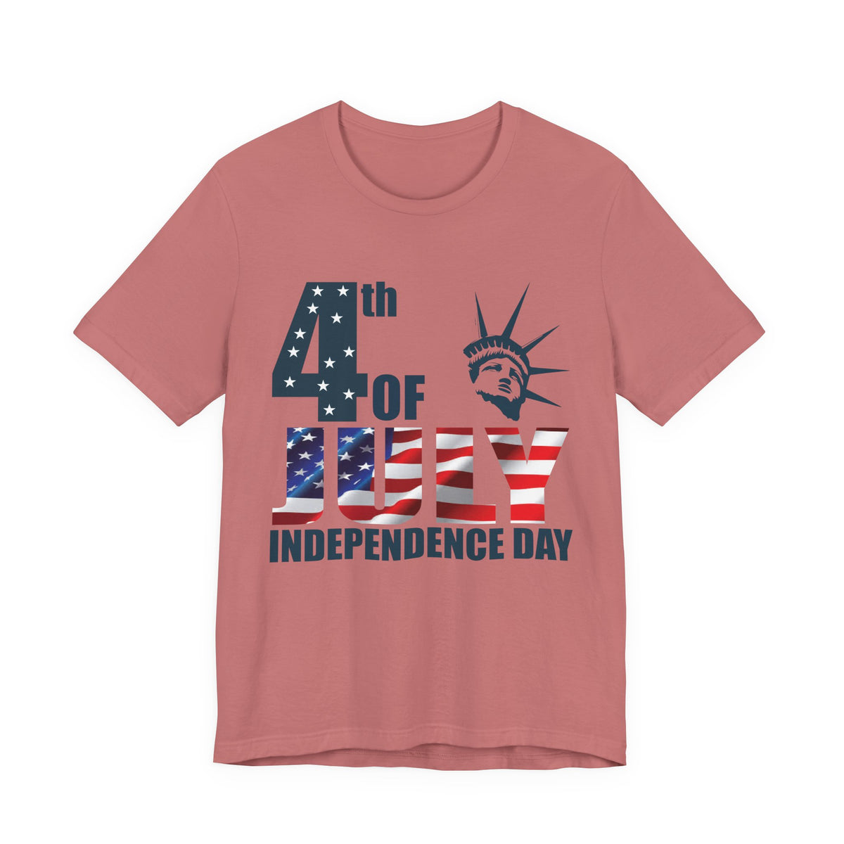 4th of July Independence Day T-Shirt American Flag Statue of Liberty Design Unisex Cotton 026