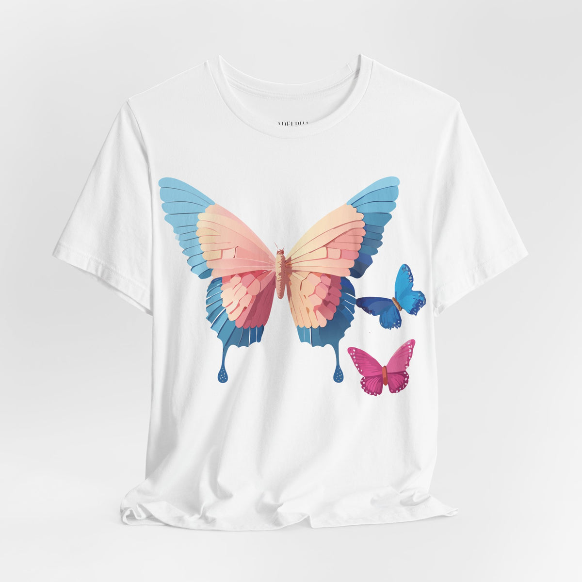 Butterfly Graphic Unisex Cotton Bella+Canvas Tee with Floral Art Design m04