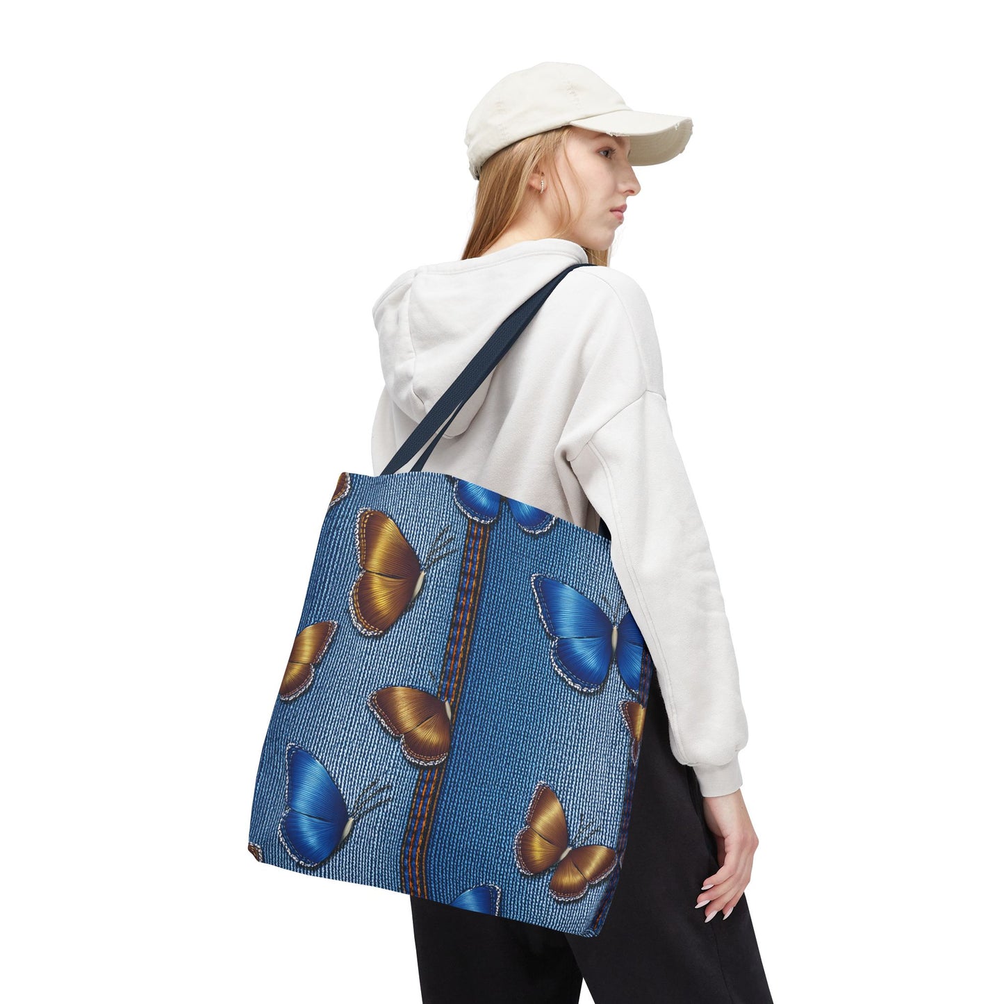 Denim Fabric Imitation Print Unisex Canvas Bag Poly Spun 3 Sizes Tote Bag 172