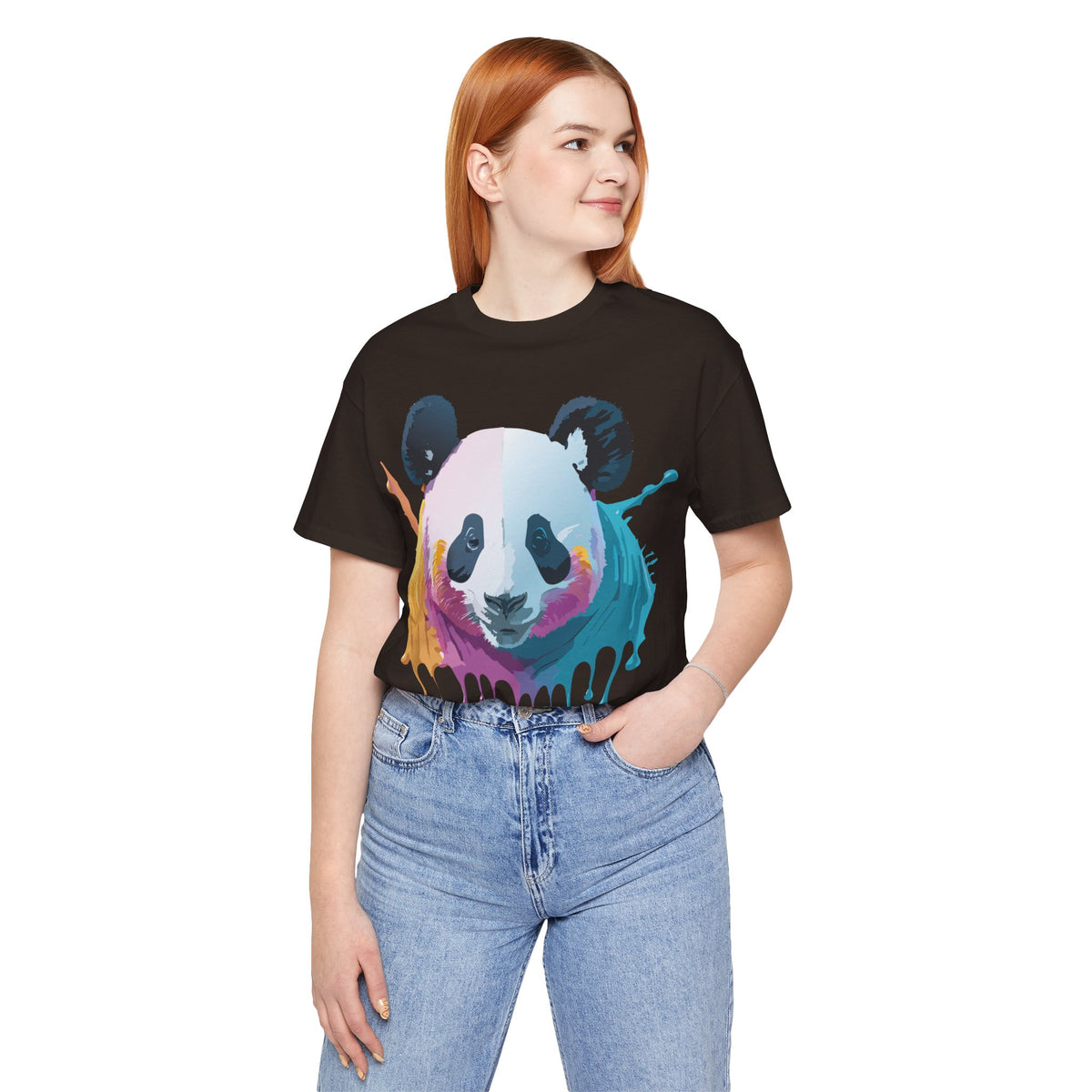 Panda Graphic Unisex Cotton Bella+Canvas Tee with Art Animal Design e143