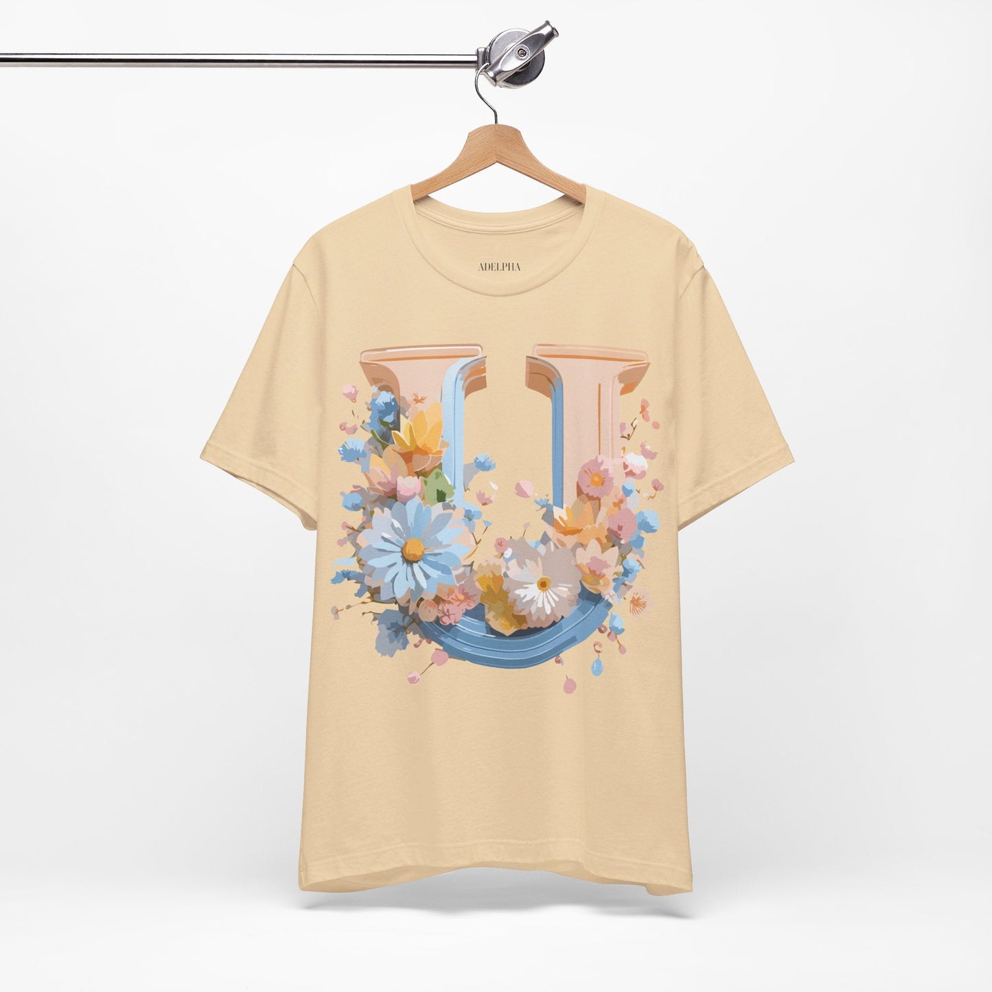 Letter U Shirt Unisex Graphic Tee By Adelpha Vintage Inspired Short Sleeve Art Design