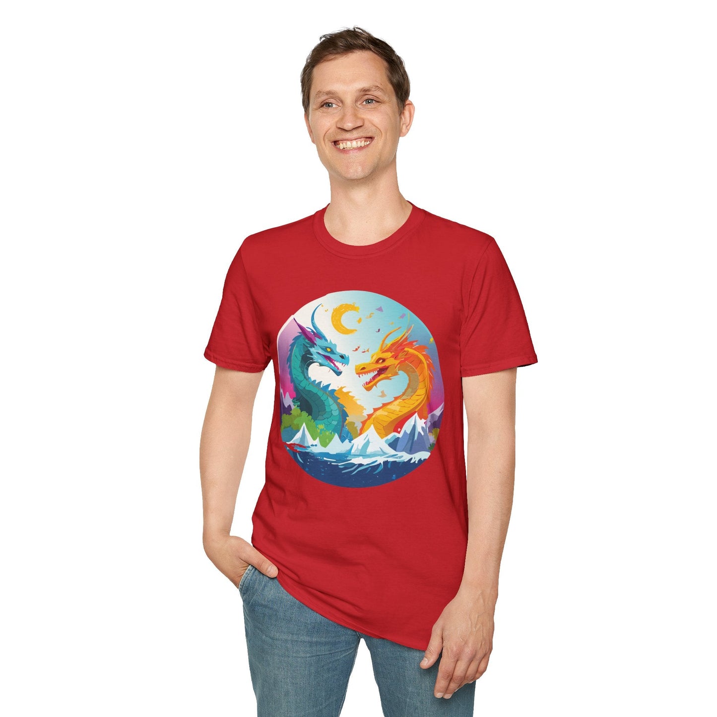 Dragon Graphic Unisex Cotton Softstyle Art Design Tee With Animals 29