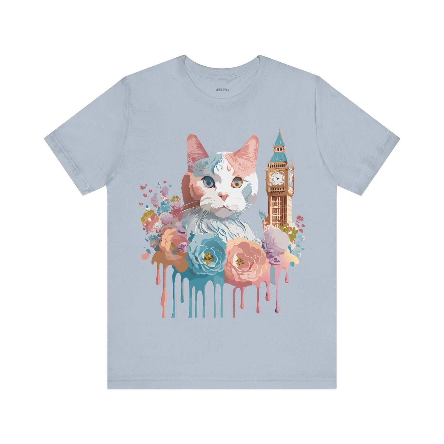 Unisex Cat Graphic Tee With Short Sleeve Vintage Inspired Art Adelpha