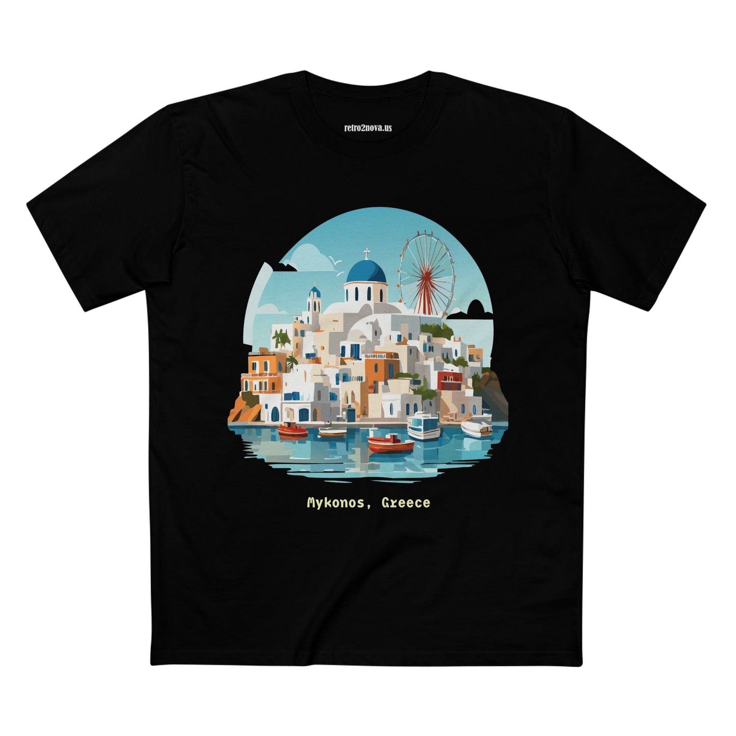 Unisex Greece Travel Shirt With Original Art Design Premium Cotton Tee Retro2Nova