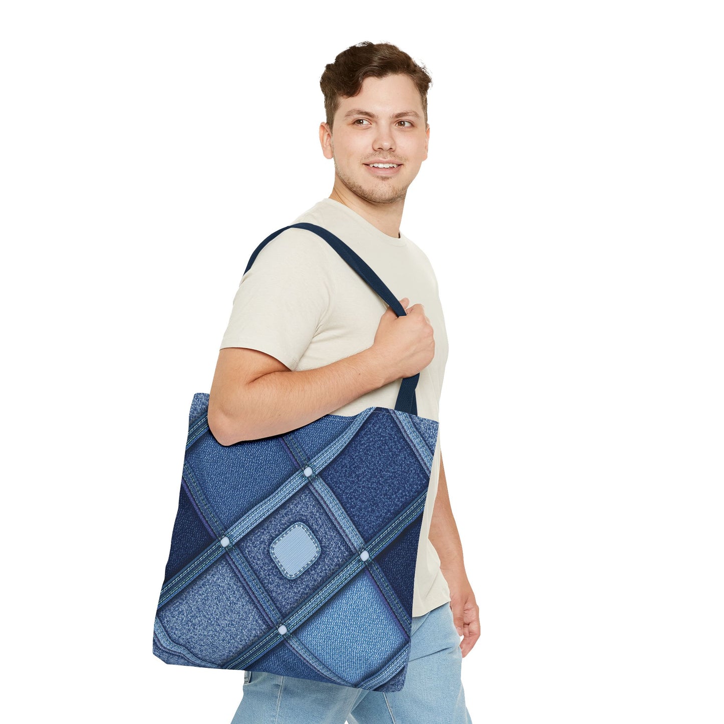 Denim Fabric Imitation Print Unisex Canvas Bag Poly Spun 3 Sizes Tote Bag 102