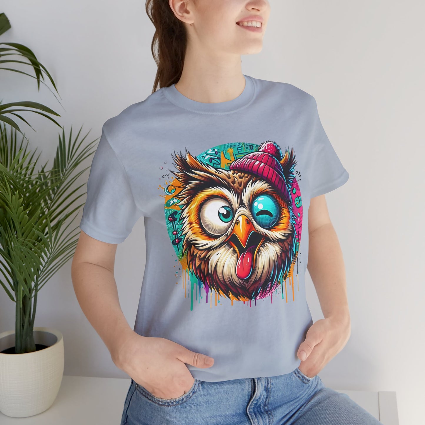Colorful Owl Graphic Tee, Fun Owl Shirt, Funny Bird Shirt, Cute Cartoon Tees, Animal T-Shirt, Animal Tees, Art Design T-Shirt