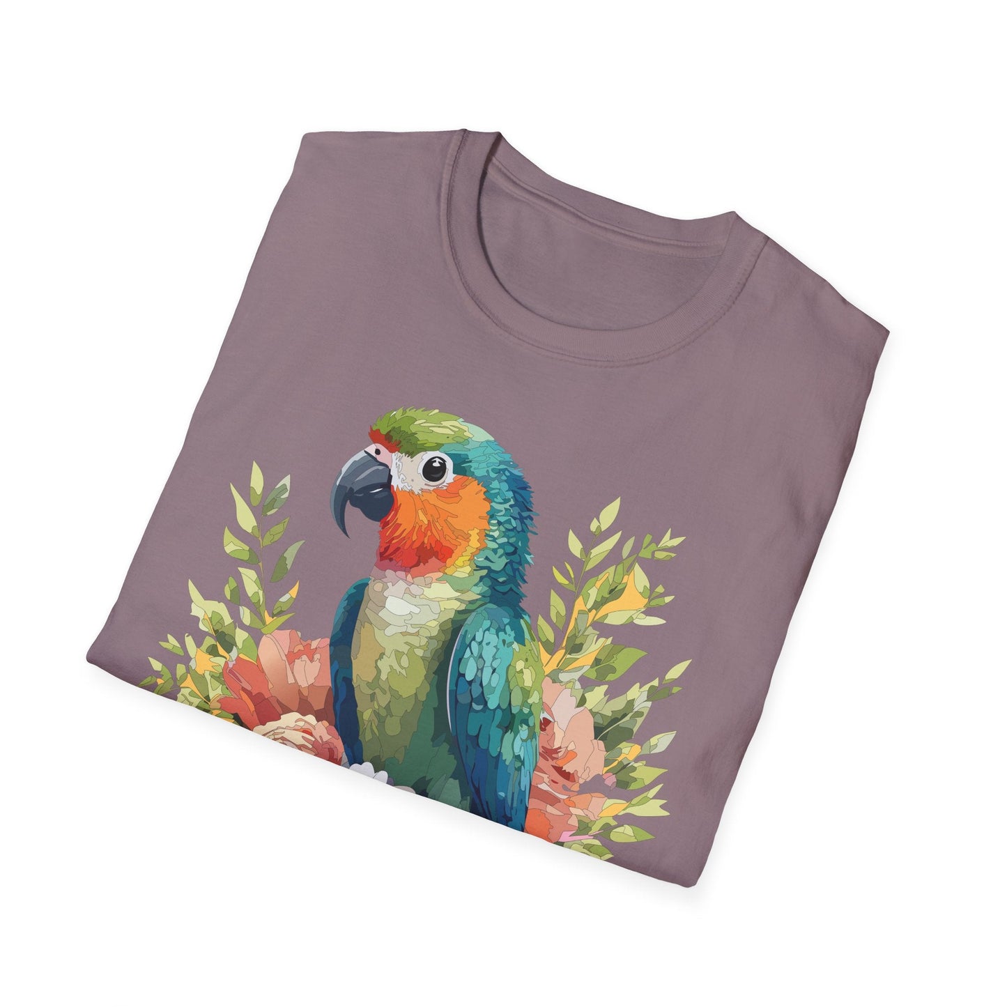 Floral Bird T Shirt Unisex Softstyle Gildan 64000 Cotton Tee for Everyday Comfort
