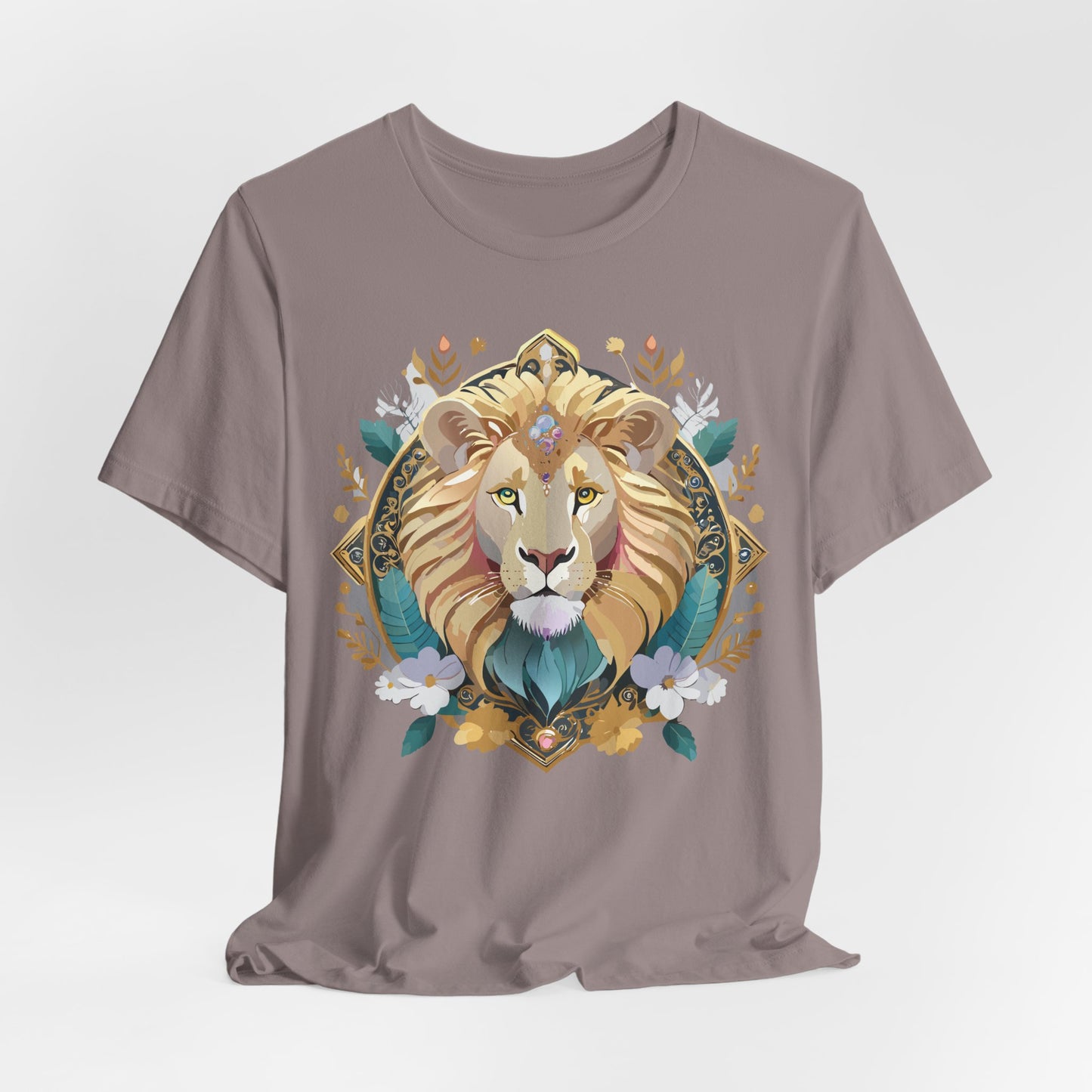 Unisex Lion Graphic Tee, Animal Shirt, Tee Shirt with Lion, Medallion T-Shirt, Animal Medallion Tees 2