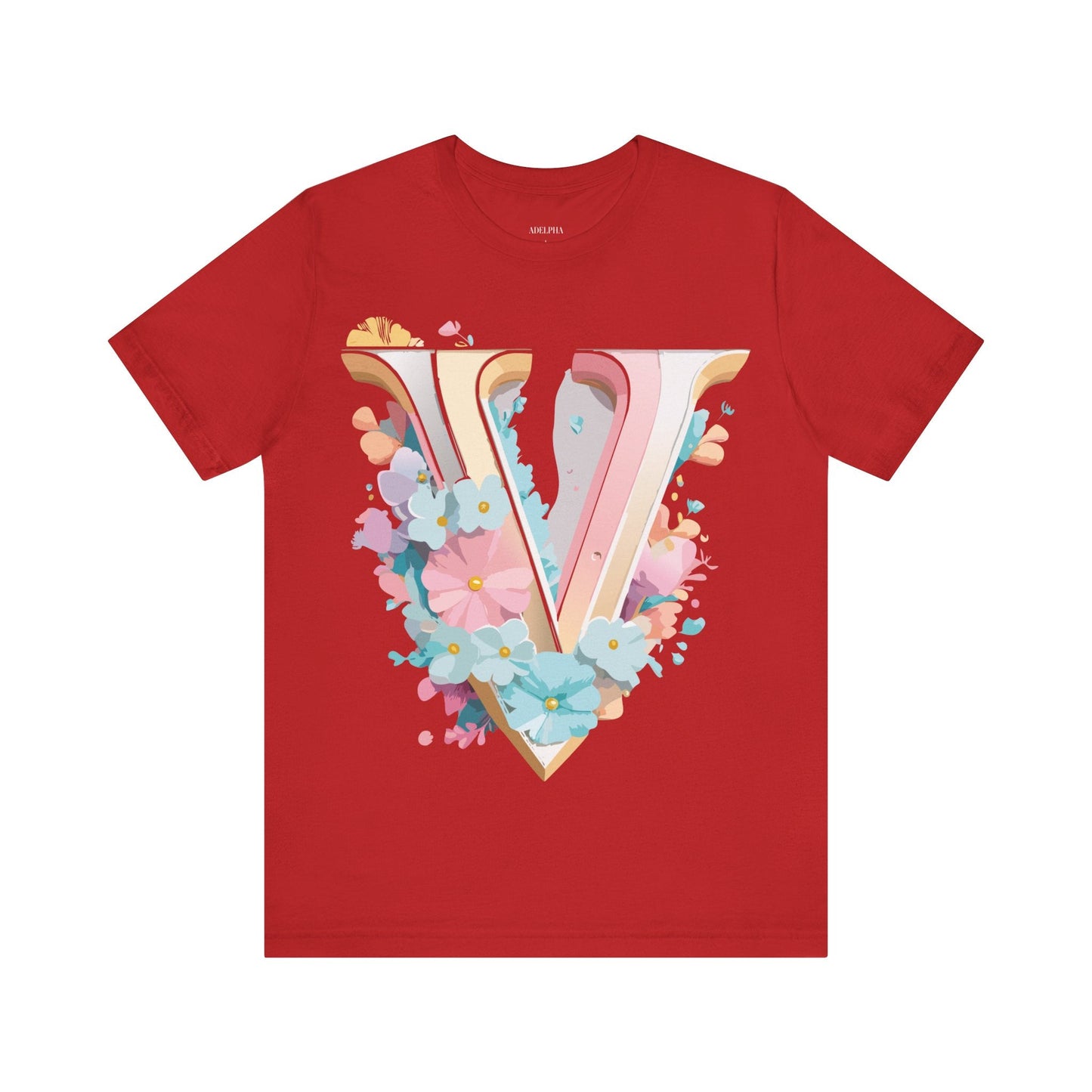 Letter V Shirt Graphic Tee Unisex Jersey Short Sleeve Vintage Inspired Adelpha Art Design