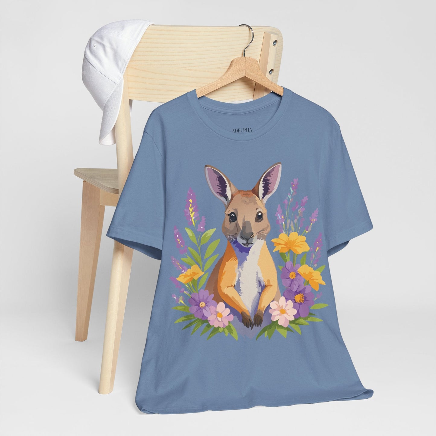Adelpha Vintage Inspired Graphic Tee Kangaroo Artwork Unisex Jersey Short Sleeve T Shirt