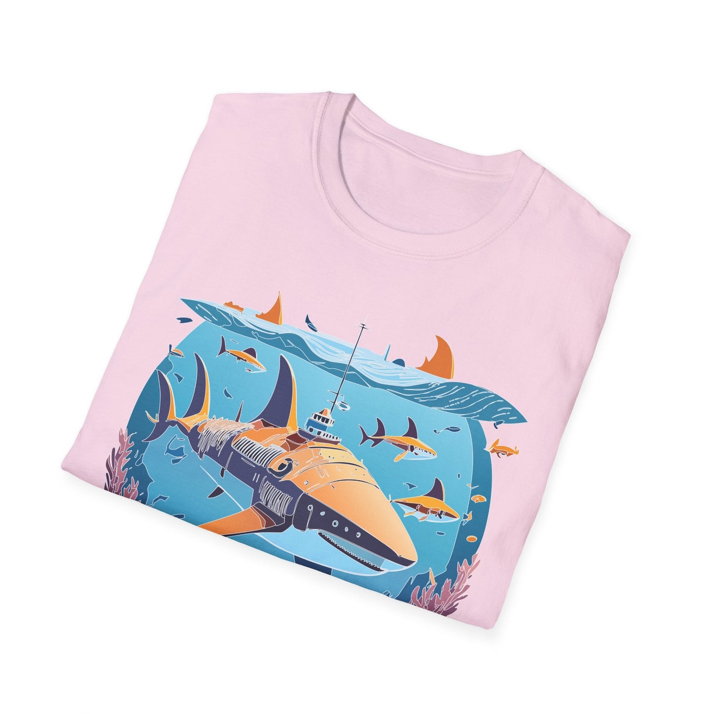 Ocean Tee Shirt Unisex Softstyle Cotton Tee 4.5 Oz Lightweight U Boat Theme Design