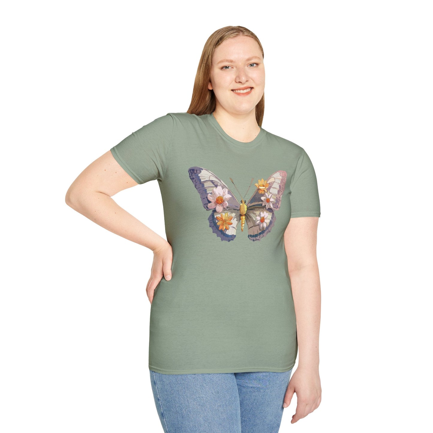 Butterfly Shirt Unisex Short Sleeve Tee Monarch Butterfly Design Gildan Softstyle 64000