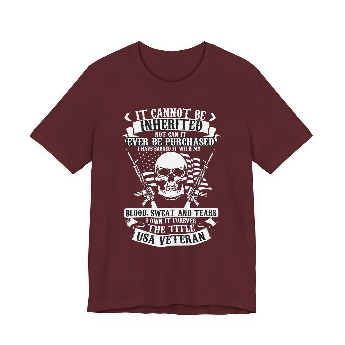 USA Veteran skull flag crossed rifles T-Shirt Military pride Unisex Cotton tee v54