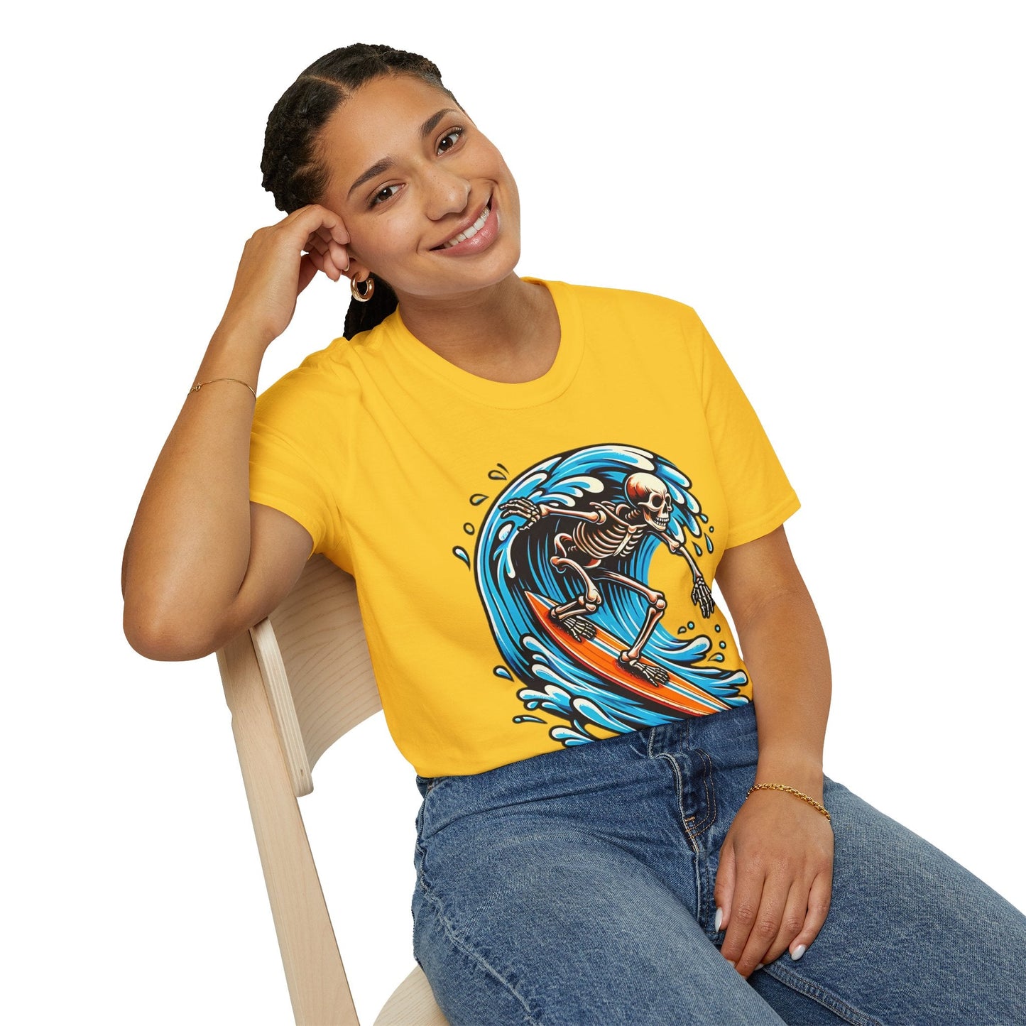 Skull Tee Shirt With Skeleton Art Design Unisex Gildan Softstyle 64000 Ring Spun Cotton Tee