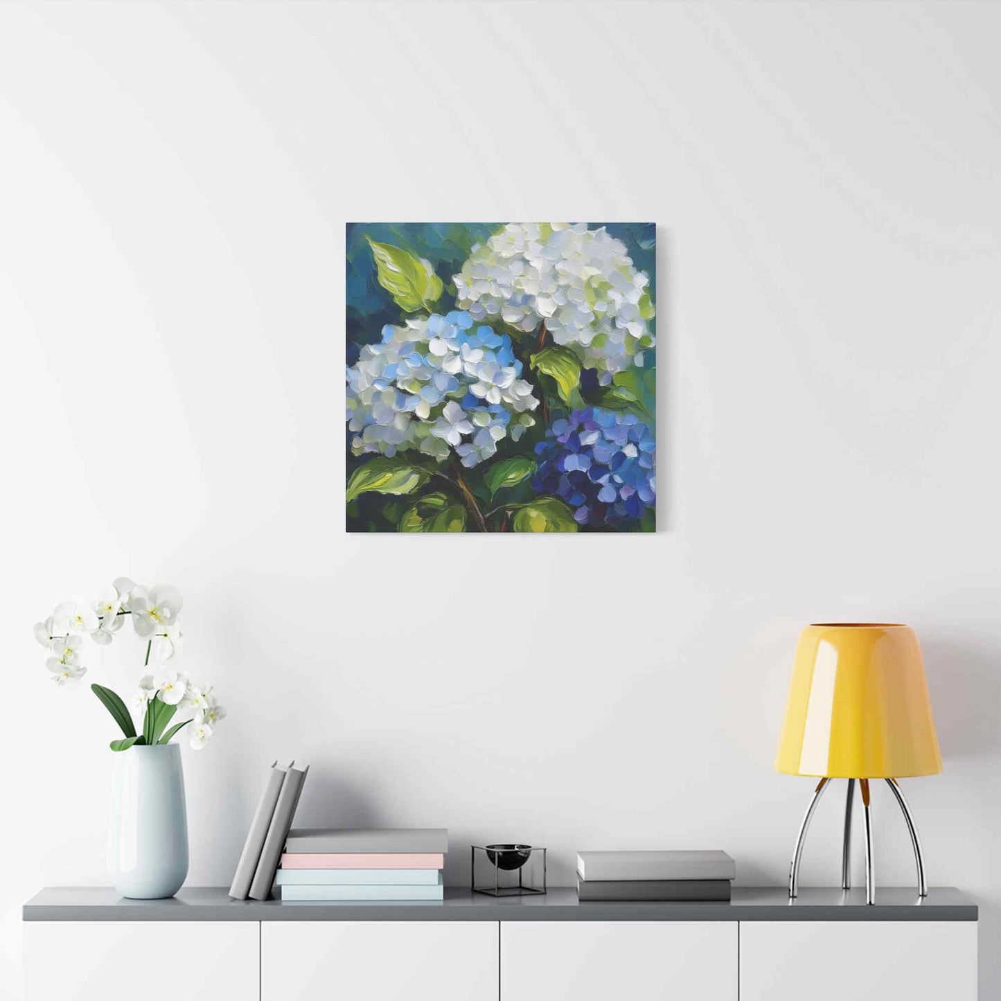 Hydrangeas Print Canvas, Flowers Oil Paint Print 20x20, 24x24, 30x30, 32x32, 36x36, Floral Art Design Print Non-Frame MC-30