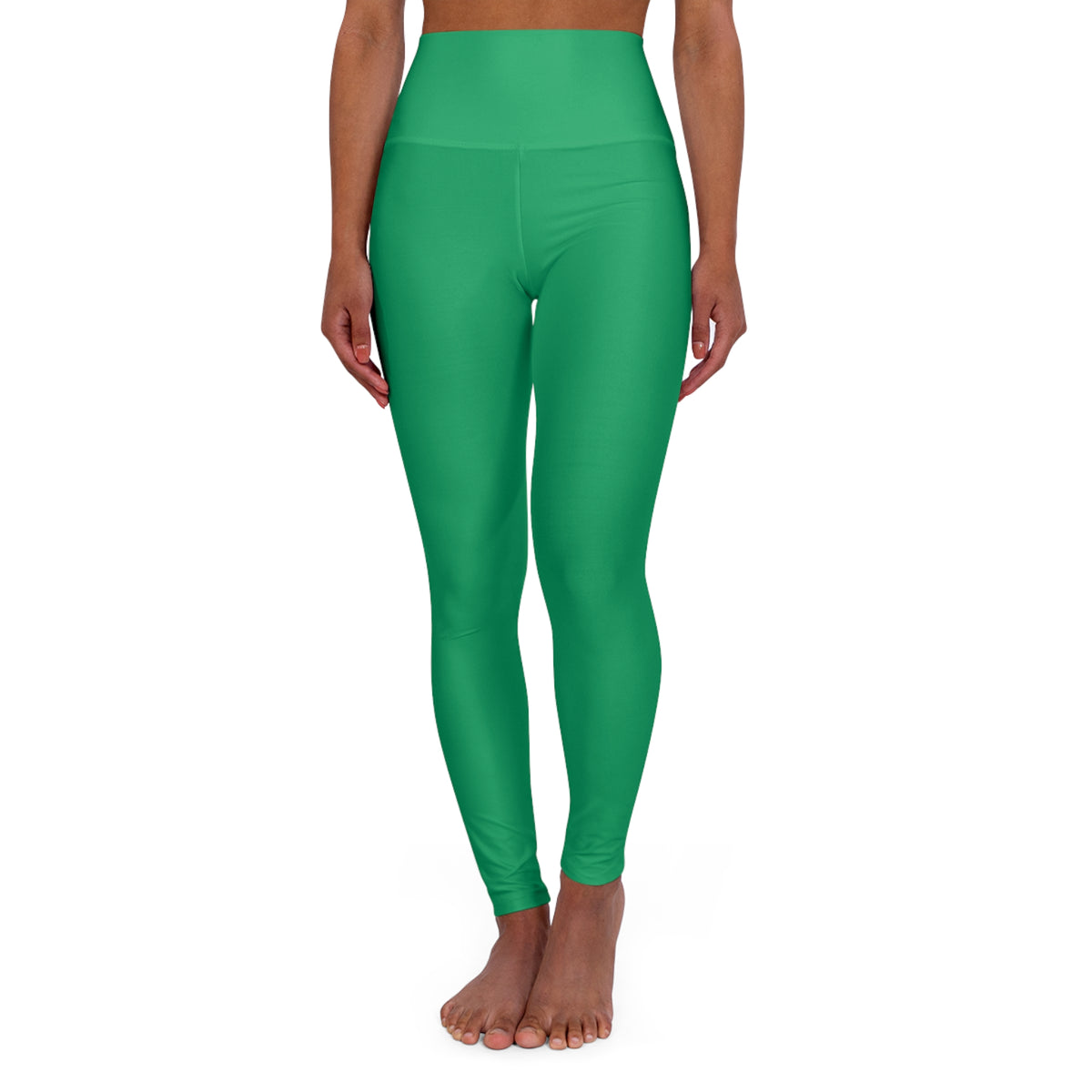 Jungle Green Color High-Waist Yoga Leggings Women's Seamless Poly-Span Stretchy Pants XS-2XL