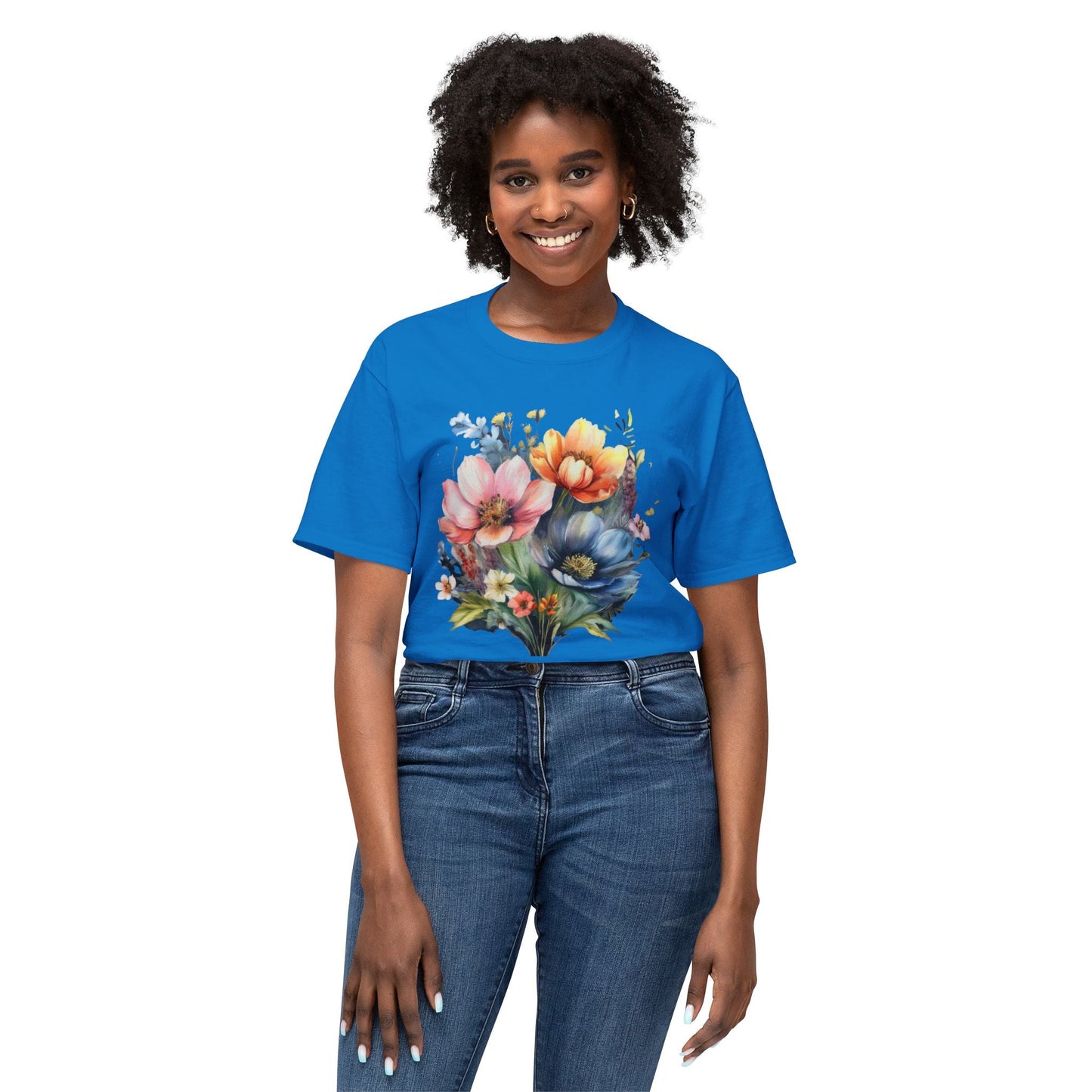 Floral T Shirt With Full Color Art Print Unisex HD Cotton Designed And Printed In USA