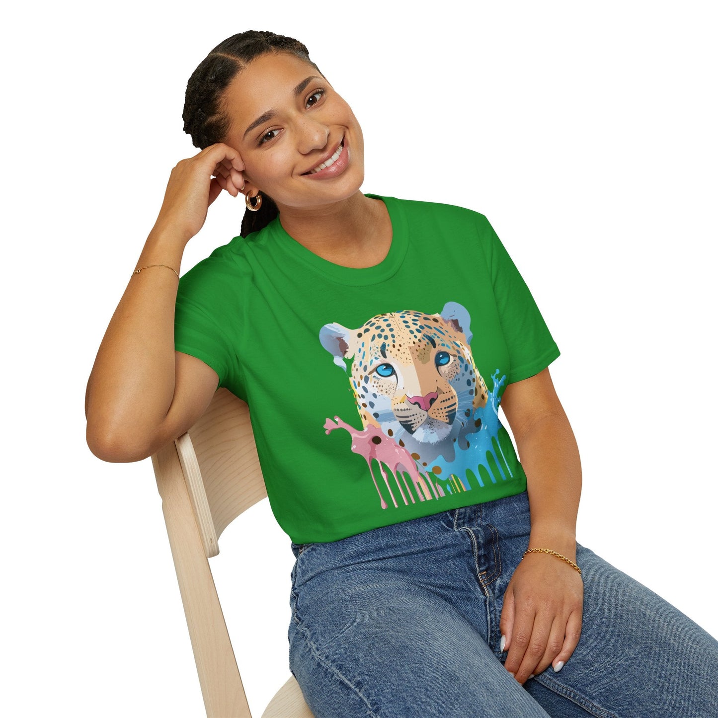 Unisex Cheetah Print Gildan Softstyle 64000 Short Sleeve T Shirt