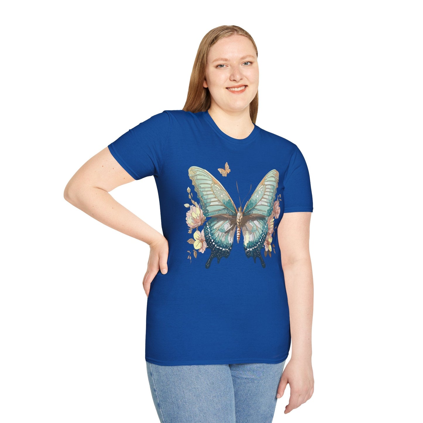 Butterfly Print Unisex T Shirt Monarch Design Softstyle 64000 Gildan Cotton Tee Quality