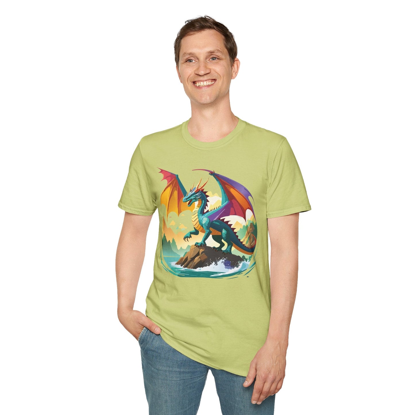 Dragon T Shirt Unisex Dragon Shirt Animal Design Softstyle Tee 100 Percent Cotton