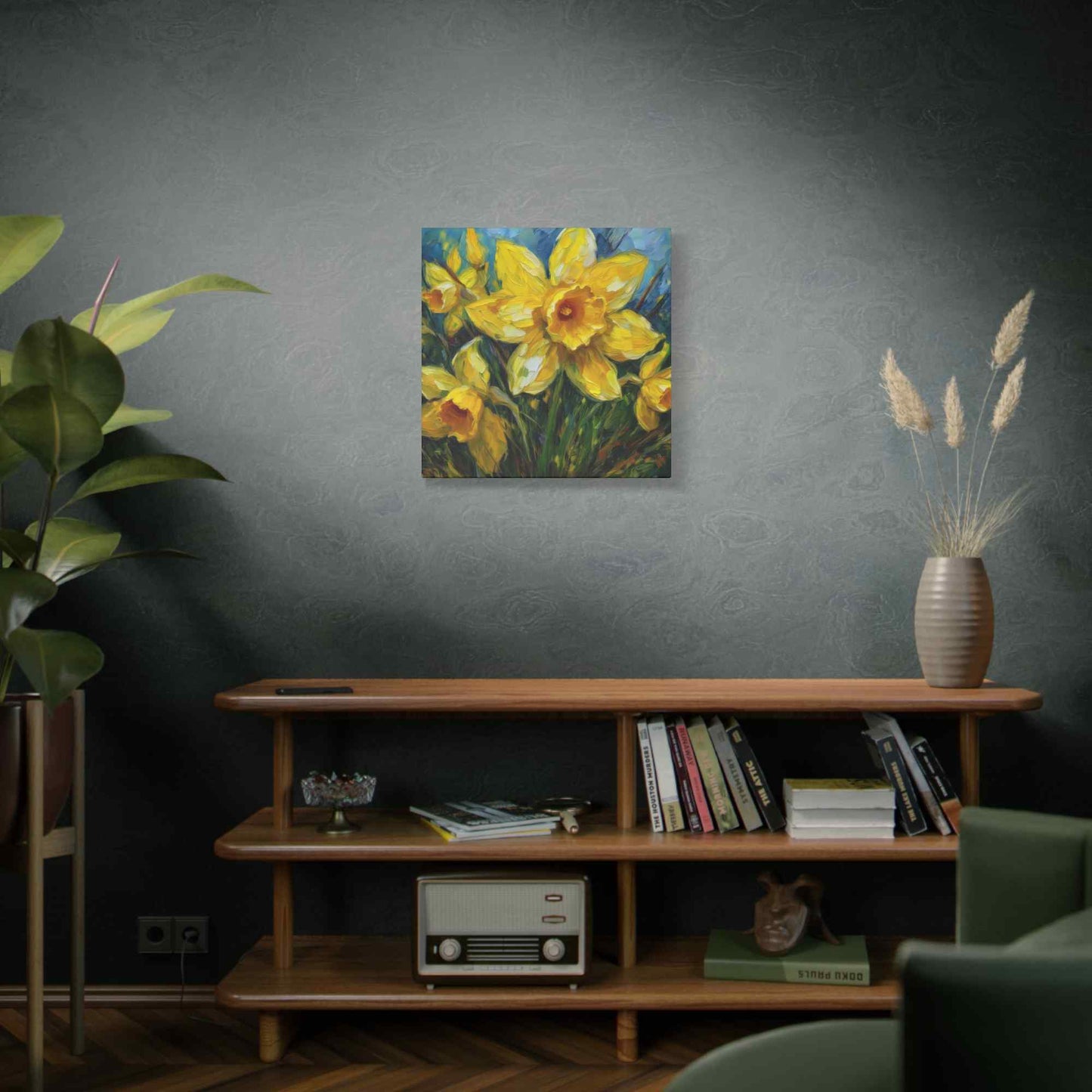 Narcissus Print Canvas, Floral Oil Paint Print 20x20, 24x24, 30x30, 32x32, 36x36 Art Design Pine-Wood Inner Frame MC-178