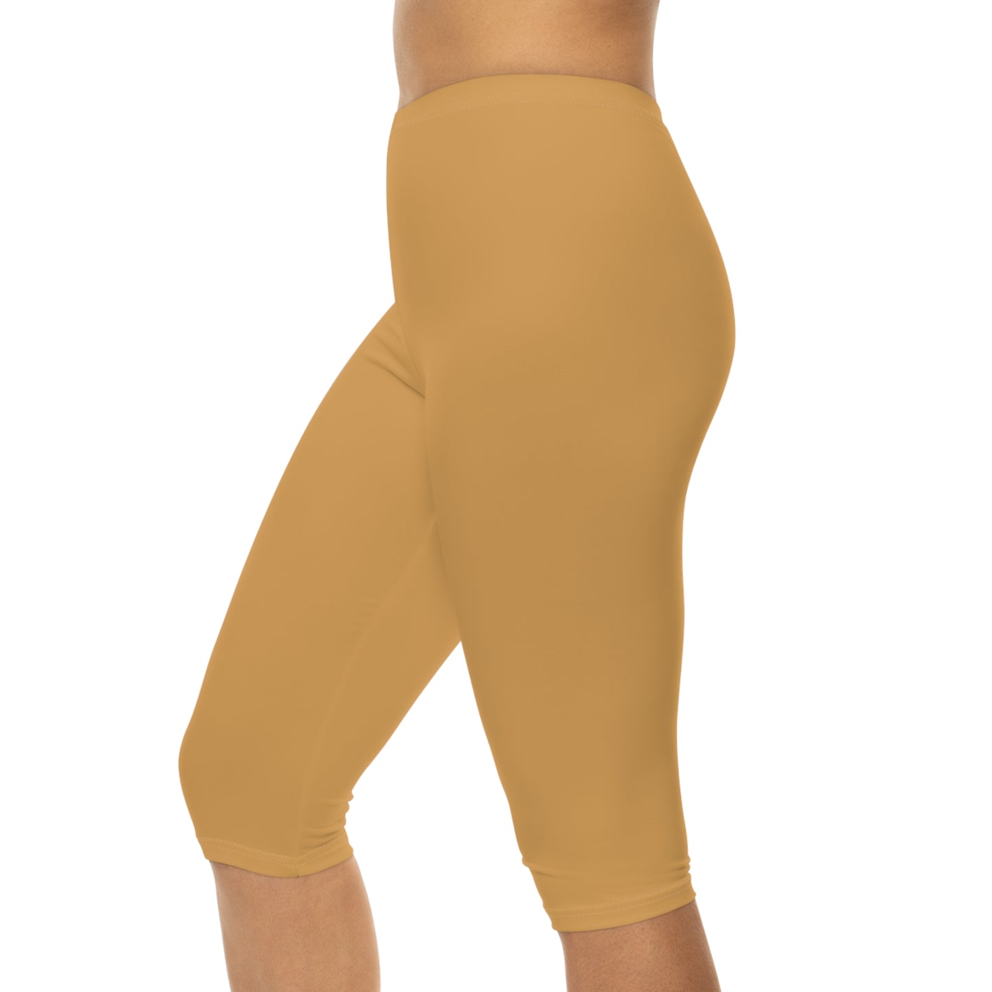 Sunlit Clay Color Women's Brushed Suede Poly Span Casual Capri Leggings XS-2XL