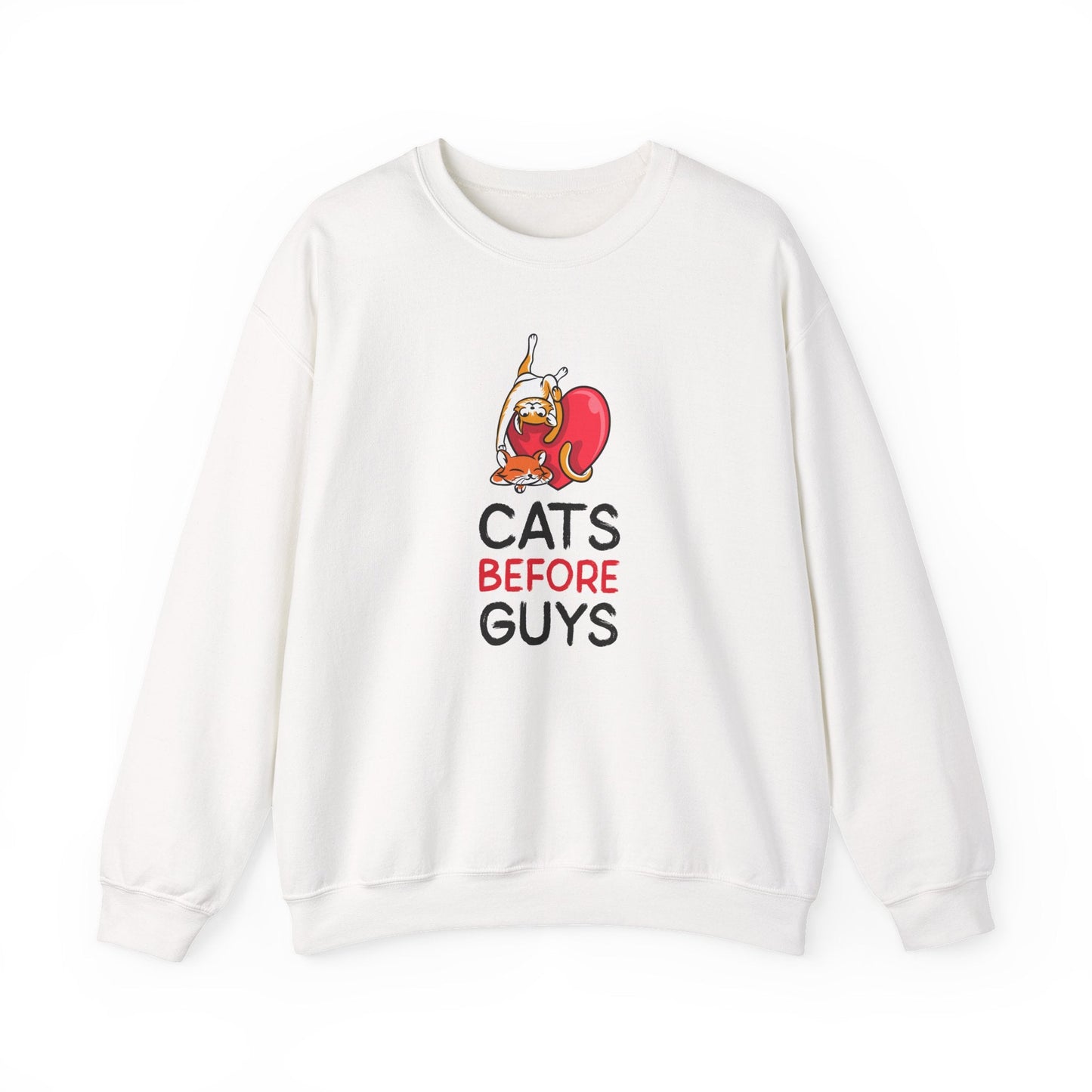 Cat Heart Sweatshirt Unisex Valentines Day 50 50 Cotton Poly Heavy Blend Crewneck Sweatshirt