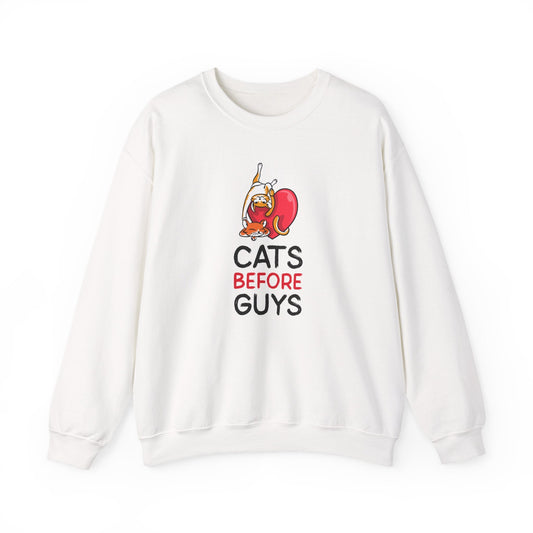 Cat Heart Sweatshirt Unisex Valentines Day 50 50 Cotton Poly Heavy Blend Crewneck Sweatshirt