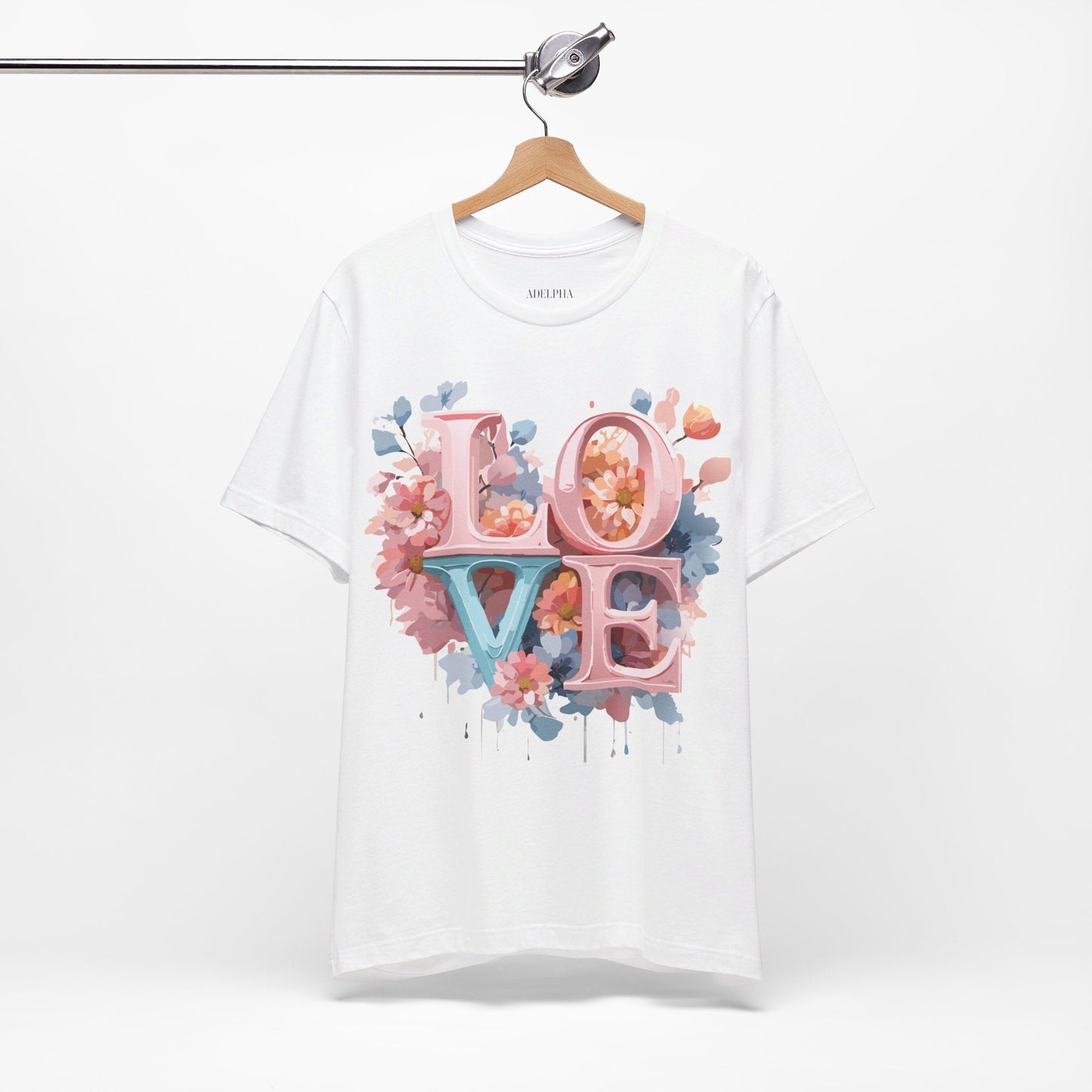 Valentine Day Graphic Unisex 100 Cotton Vintage Artwork with Love and Flower Design Tee 57