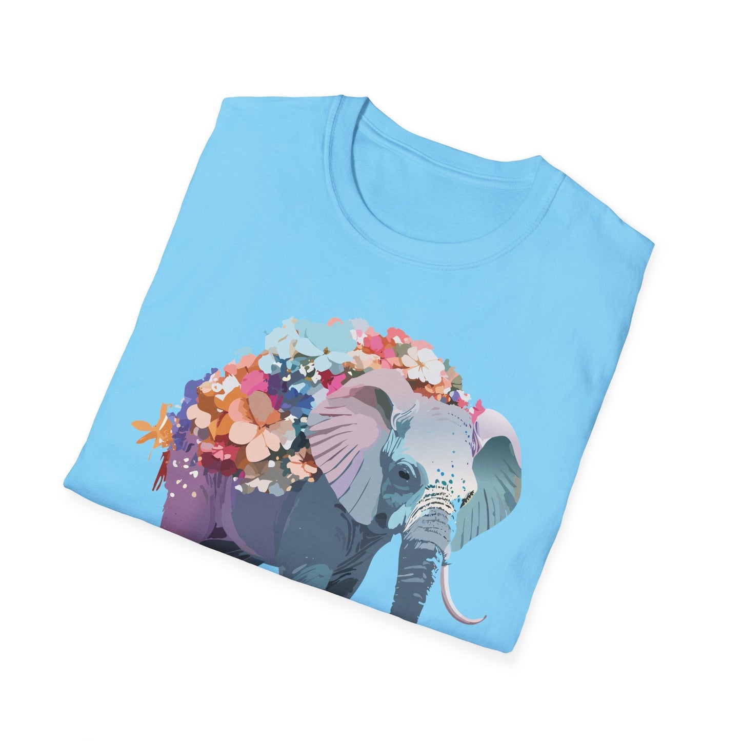 Elephant T Shirt Unisex Softstyle Tee 100 Percent Ring Spun Cotton Animal Design
